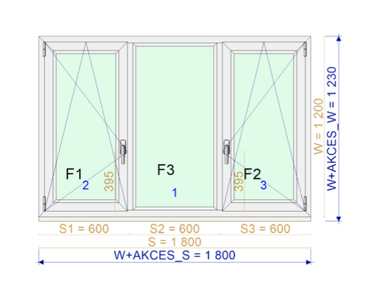 White uPVC Triple Glazed Window – 1800 × 1200 mm – 3 Section